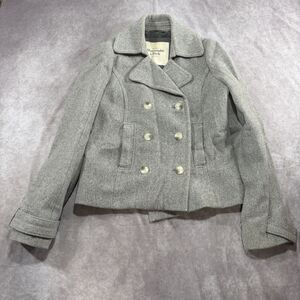 Abercrombie & Fitch Jacket Womens M. Gray Wool Blend Peacoat Double Breasted